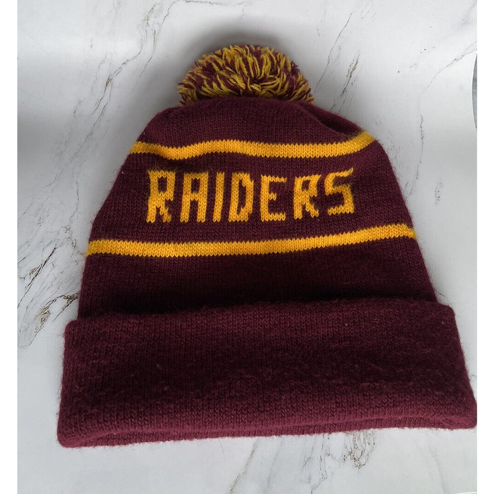 Raiders Hat Winter Ski Cap Maroon Yellow One Size Unisex